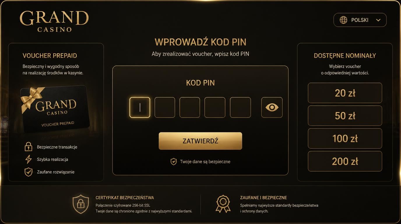 kod PIN na voucherze, nominały i ekran wprowadzania kodu, napis Prepaid – proste i bezpieczne